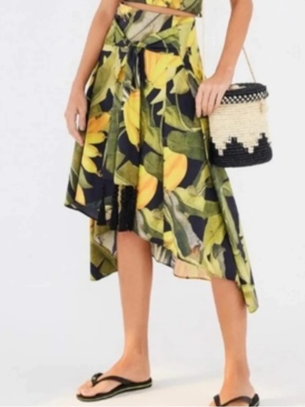 FARM Rio Banana Craze Print High-Low Skirt